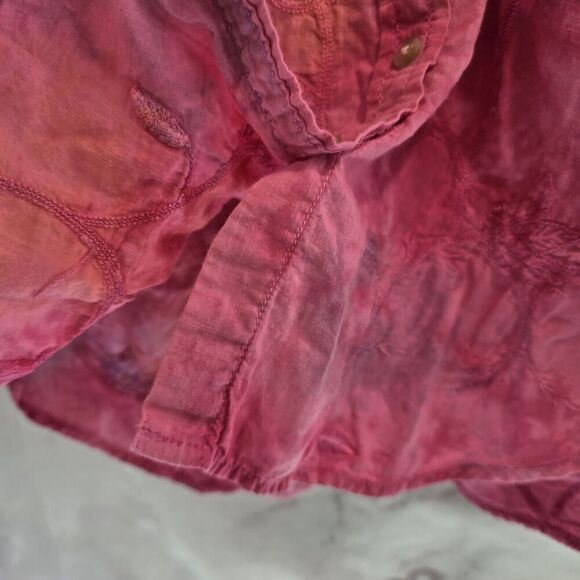 Pilcro Shirt Womens XS Pink Button Embroidered Tie Dye Watercolor Pilcro - Picture 5 of 13